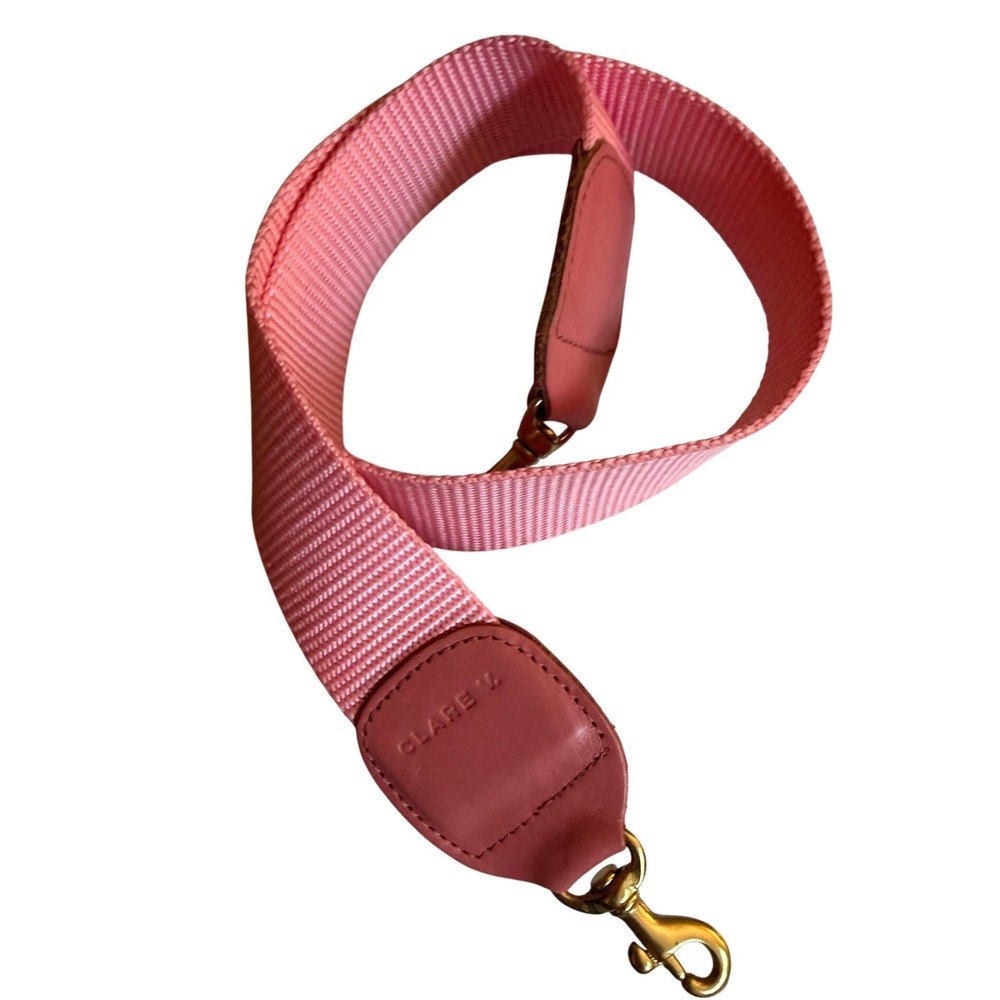 Clare V. Shoulder Bag Strap Pink Nylon Webbing Leather Brass Hardware 26.5 Inch